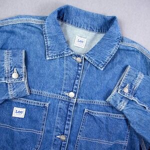 Lee Workwear Chore Denim Jacket Blue Medium Wash Pocket Button Front Women's XXL